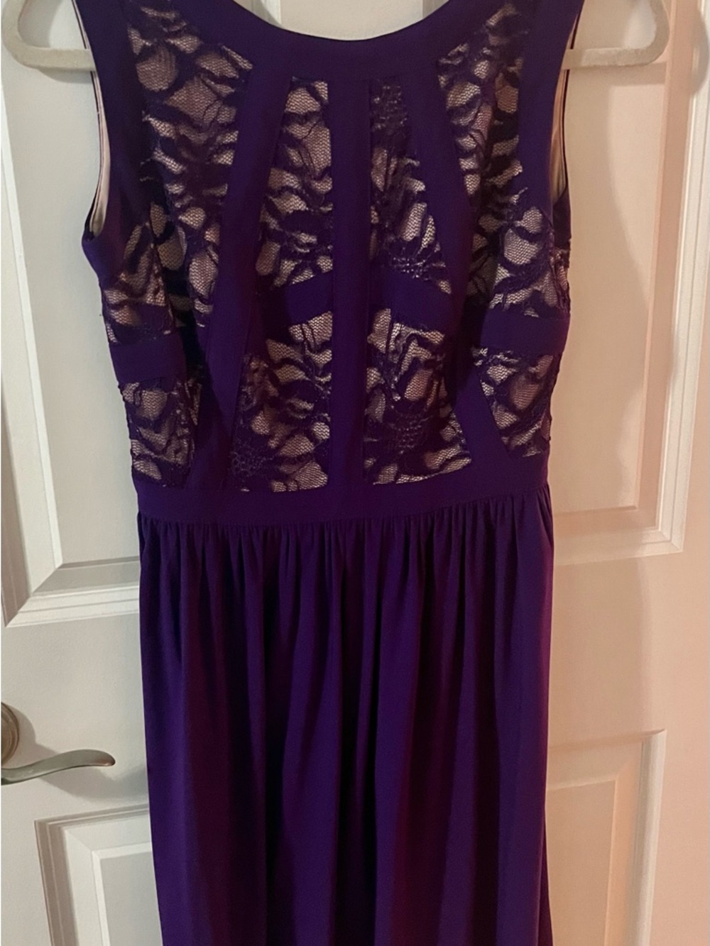 Morgan & Co. Purple Lace-Panel Midi Dress